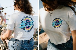 Heat Wave Saved by the Wave Ladies Crop Top T-Shirt Natural