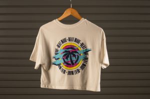 Heat Wave Saved by the Wave Ladies Crop Top T-Shirt Natural